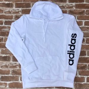 Adidas white pullover hoodie fleece logo